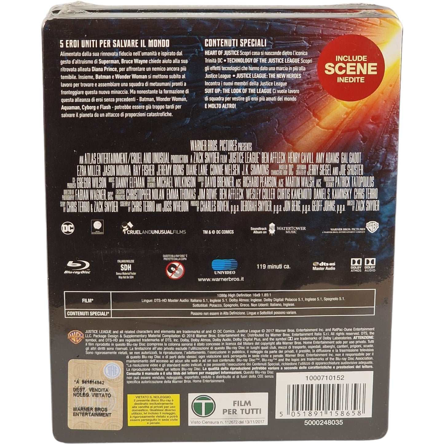 Justice League Zack Snyder Blu-ray SteelBook Débossé Ben Affleck B