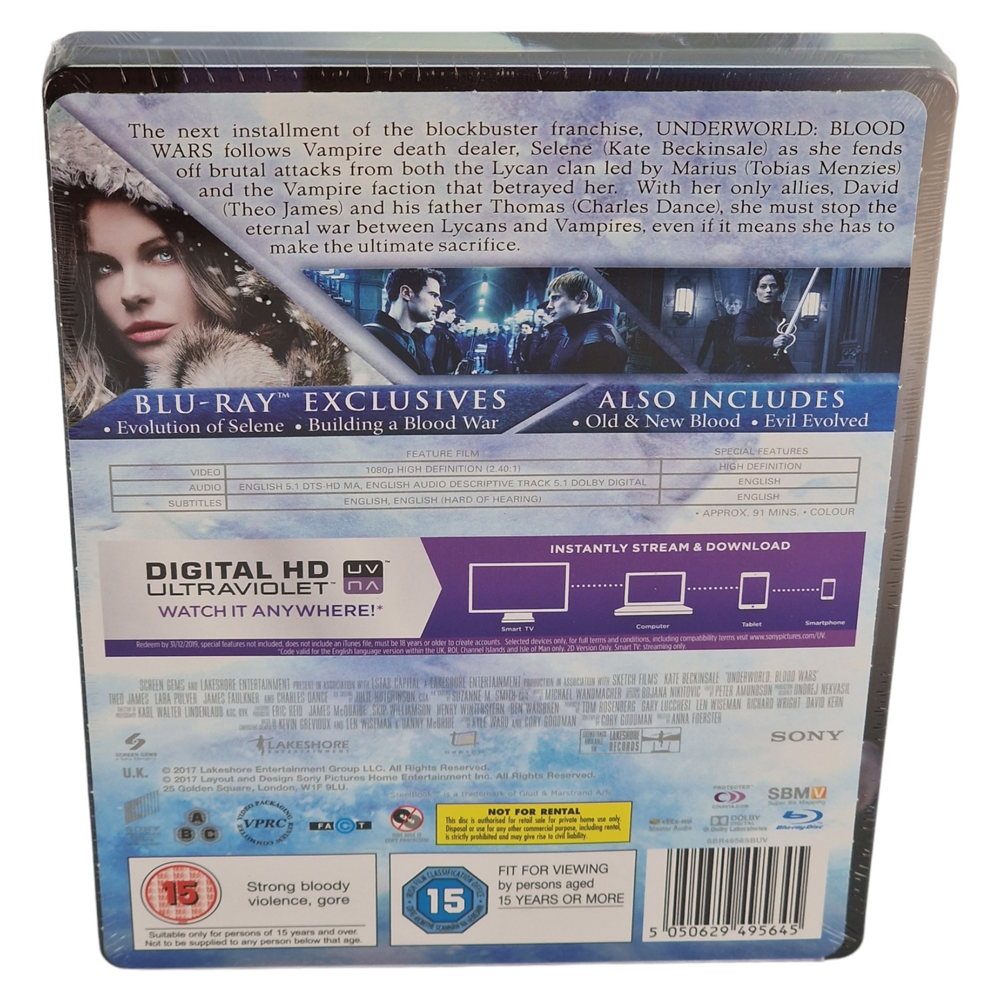 Underworld - Blood Wars Blu-Ray Steelbook Kate Beckinsale 2016 Region B