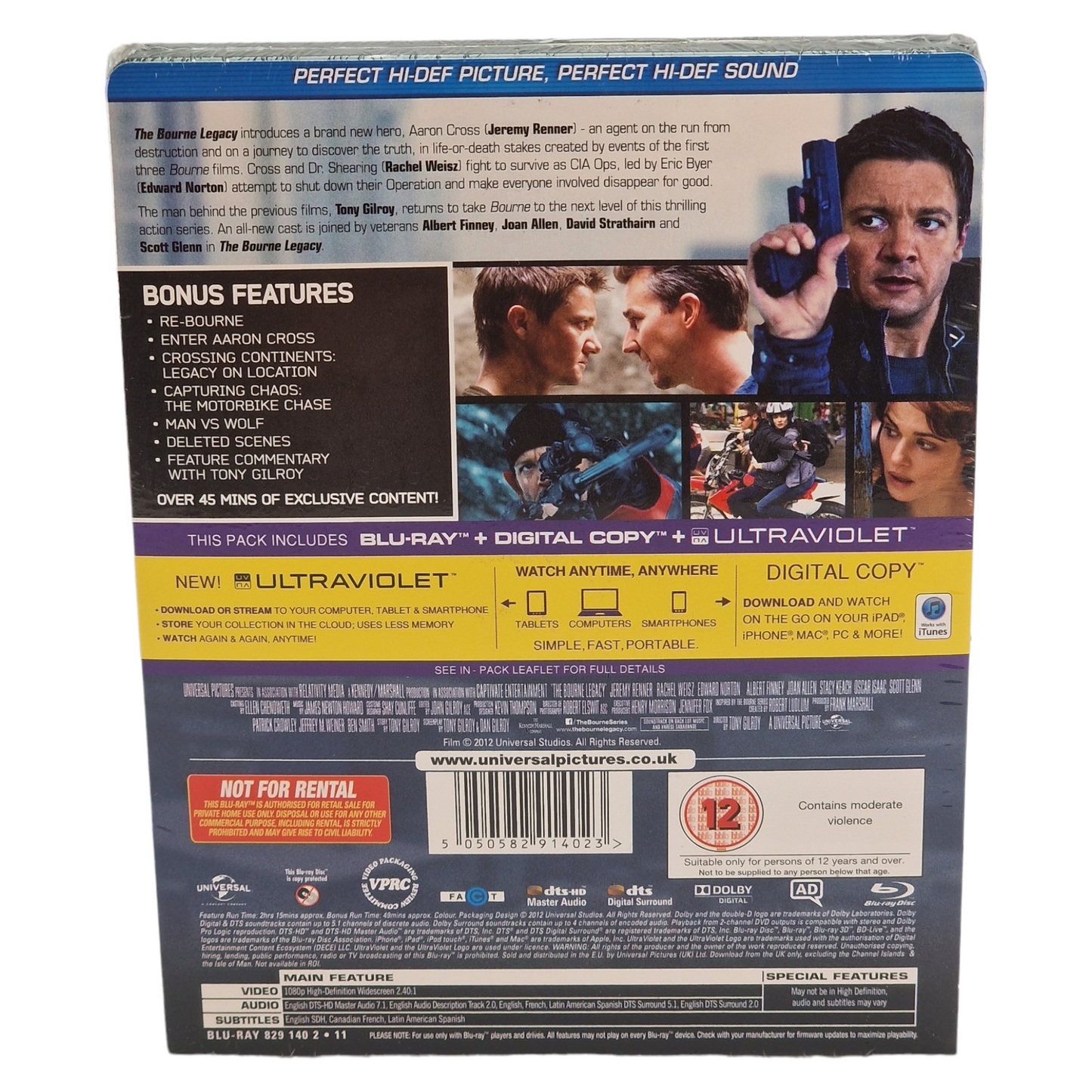 Bourne - The Bourne Legacy Blu-Ray Steelbook Édition Limitée 2012 Zone Libre