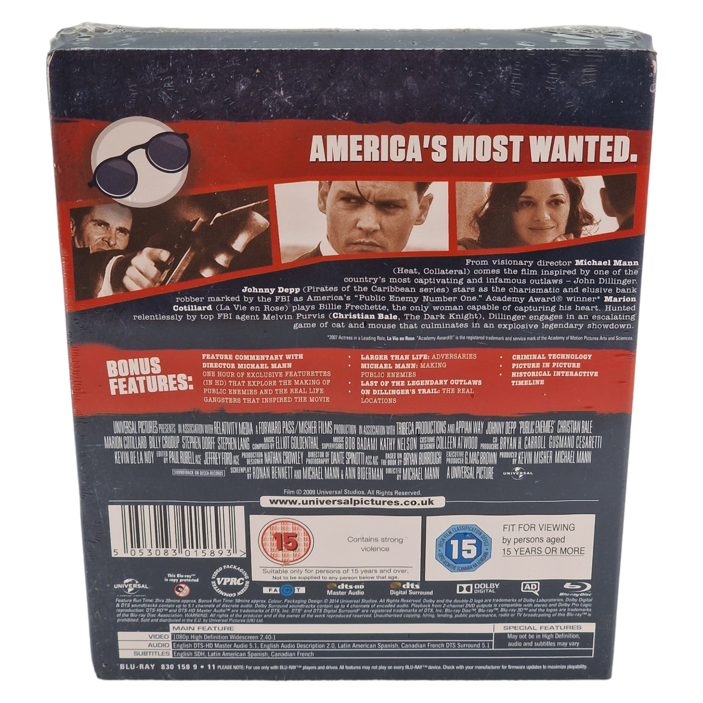 Public Enemies  Blu-Ray  Steelbook HMV Futurepak  Johnny Depp  2014 Zone Libre