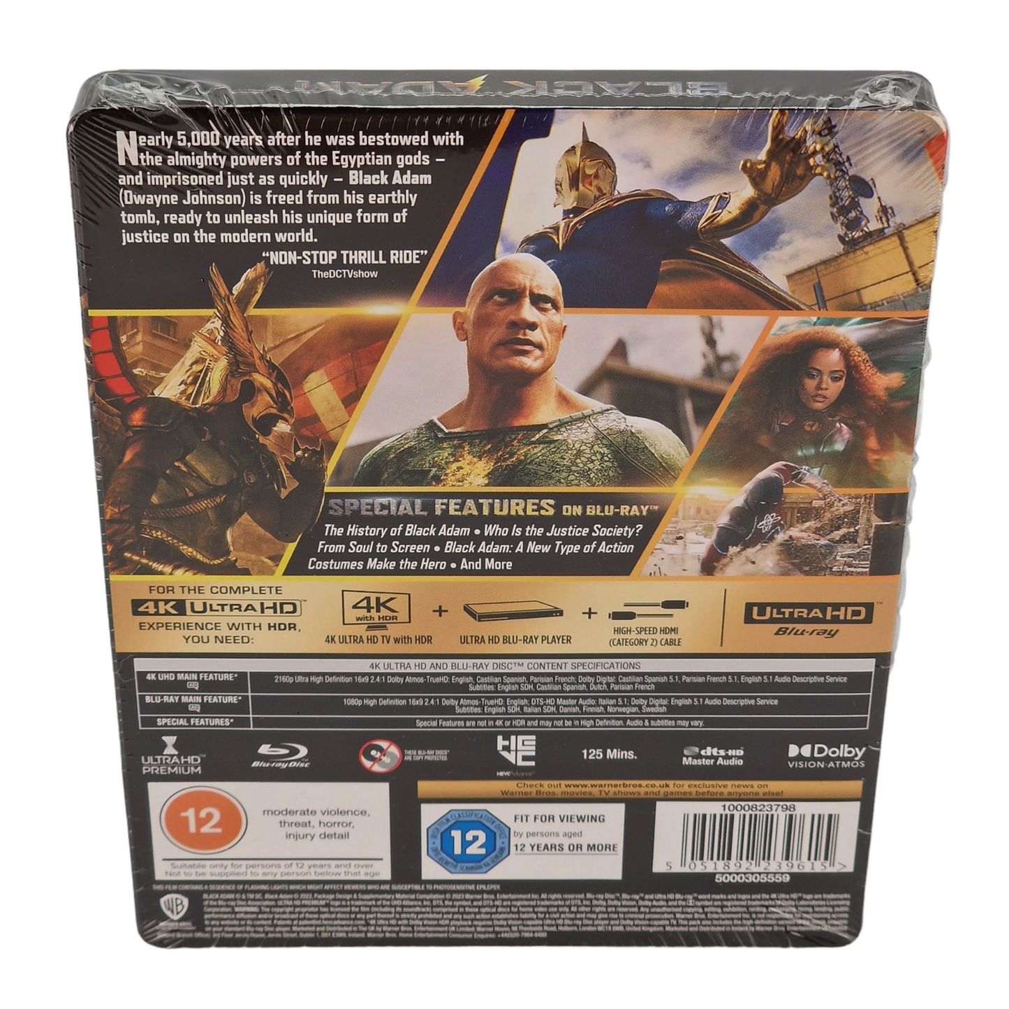 Black Adam 4K Ultra HD + Blu-Ray Steelbook Dwayne Johnson 2023 Region B