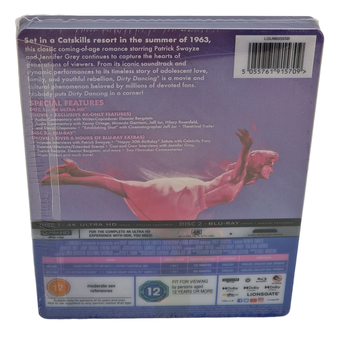 Dirty Dancing 4K Ultra HD + Blu-ray Steelbook Jennifer Grey, Patrick Swayze B