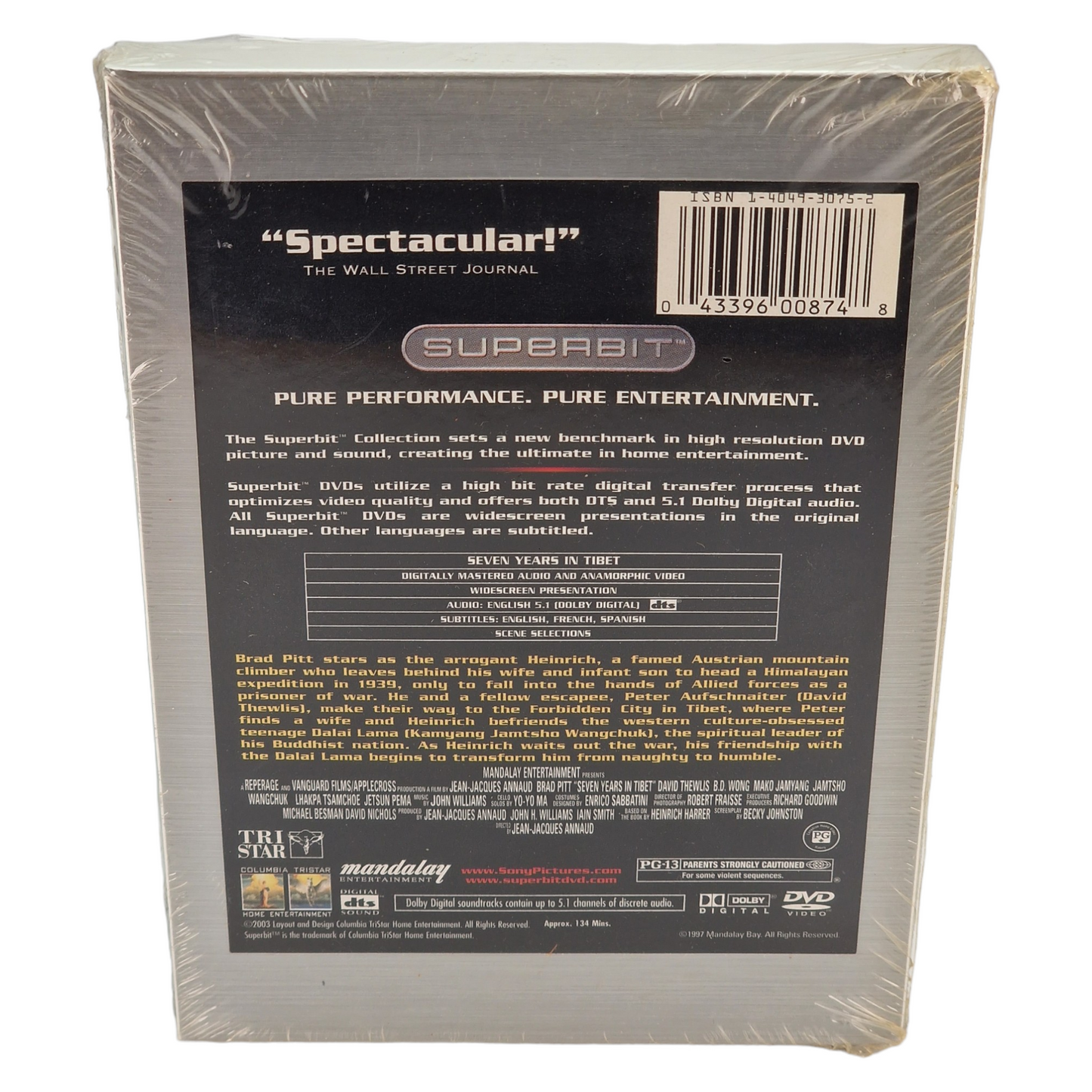 Sept ans au Tibet  DVD DigiPack Brad Pitt Superbit  Édition Collector US Région 1  VO STFR