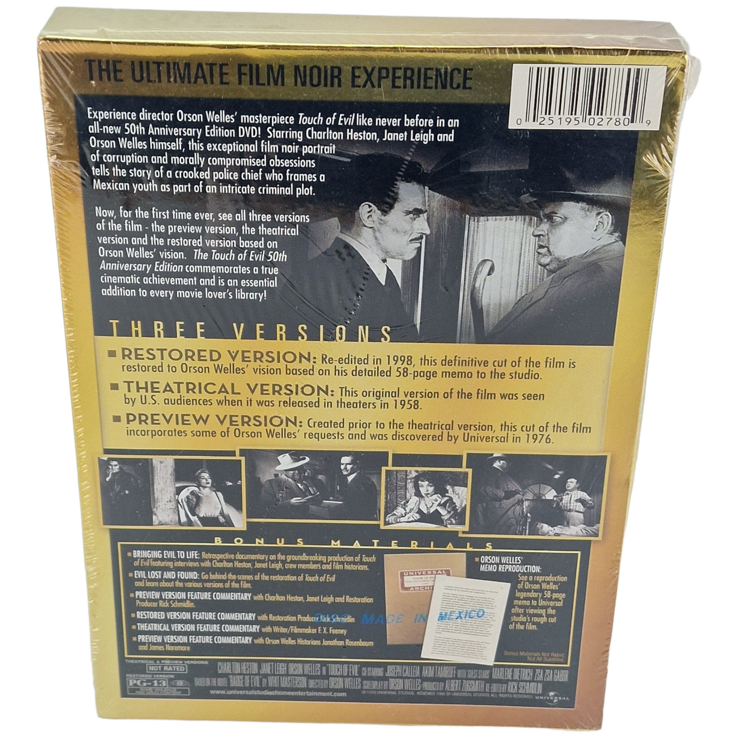 Touch of Evil DVD US Import Édition du 50e Region A VO/STFR