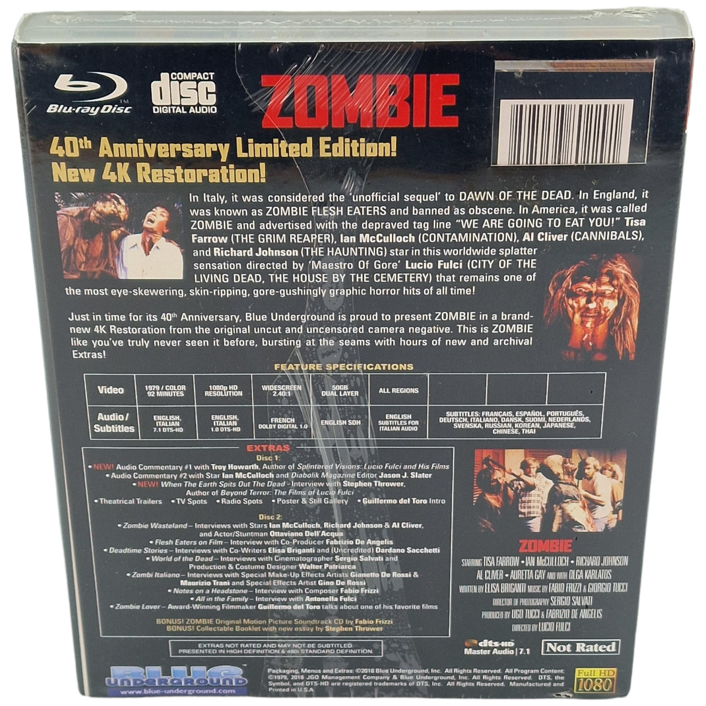 Zombie Blu-ray Zombi 2 4K remasteriser Cover A : Bridge / Blu-ray + CD free FR