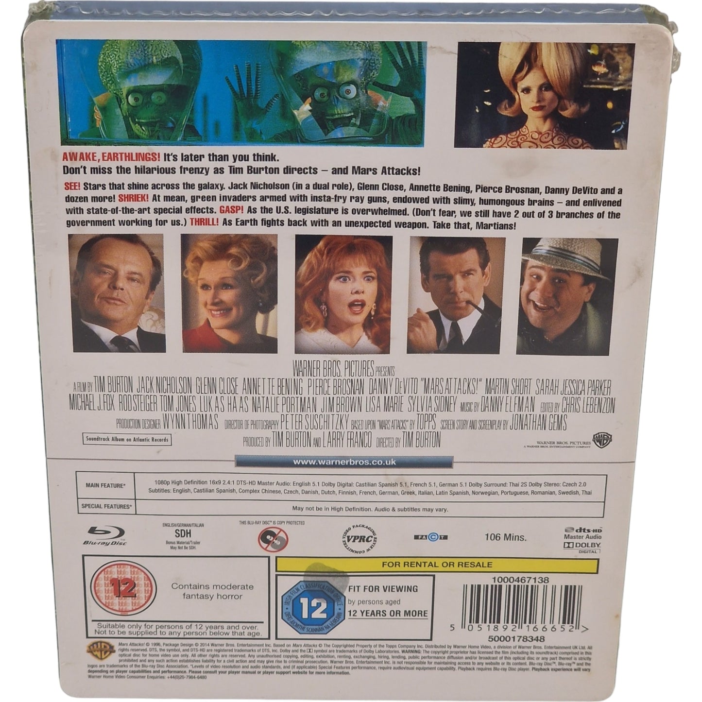 Mars Attacks! SteelBook Débossé Zavvi Ltd 2500 Ex Tim Burton  Jack Nicholson B