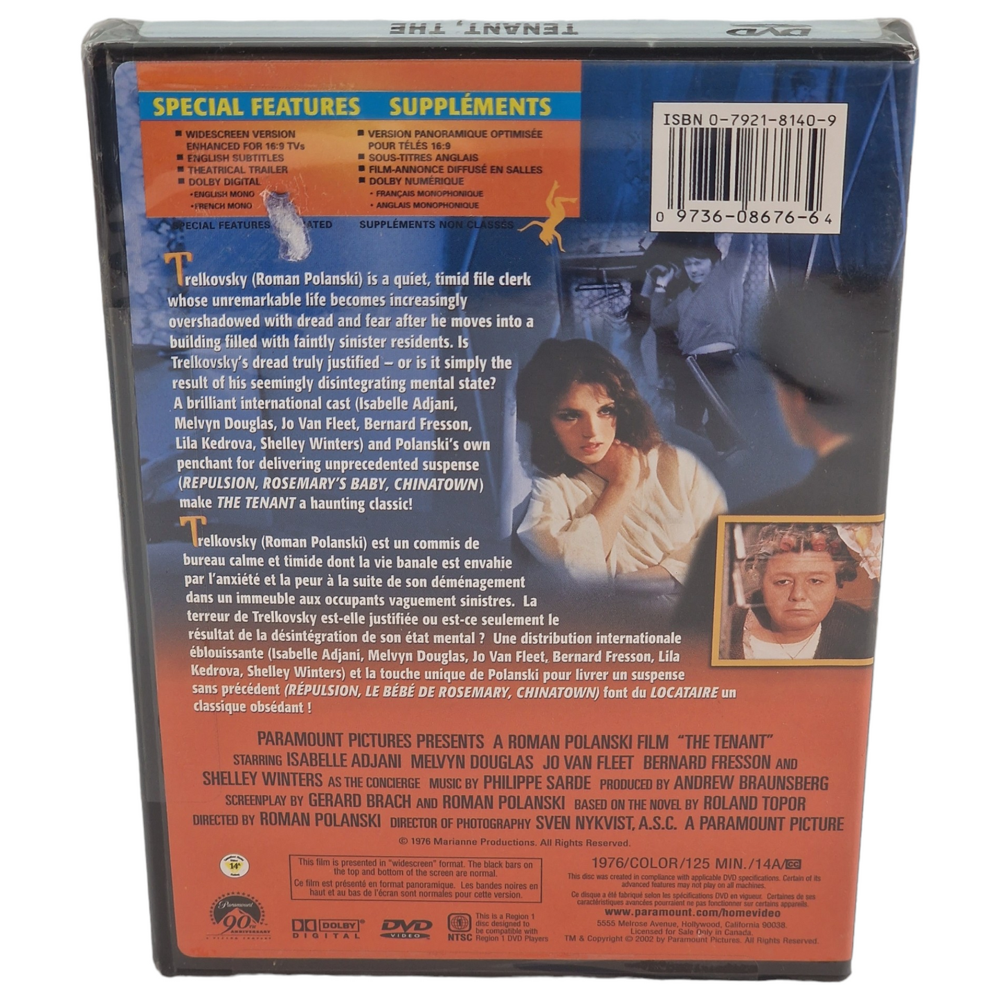 Le Locataire - The Tenant DVD  US Import Région 1 Roman Polanski, Isabelle Adjani