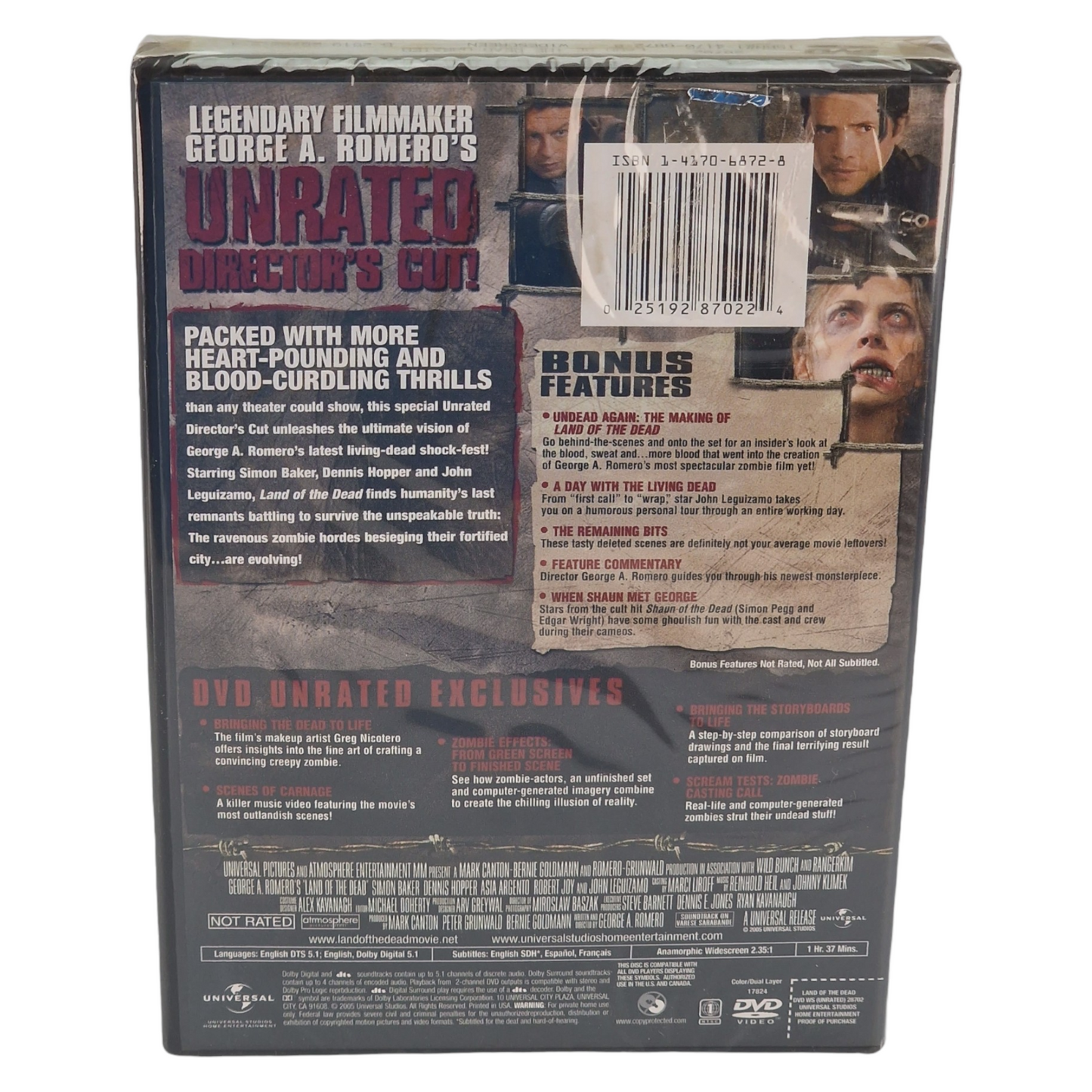 Land of the Dead DVD Version non cotée du réalisateur US Import 2005 Zone  1   VO/STFR