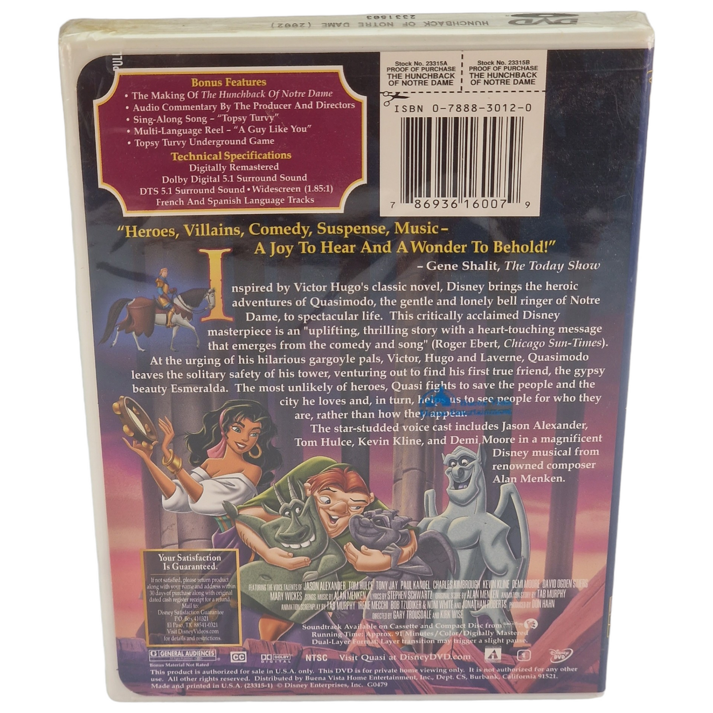 Le Bossu de Notre-Dame DVD Édition limitée Disney VF Import US Zone 1 Neuf 2002