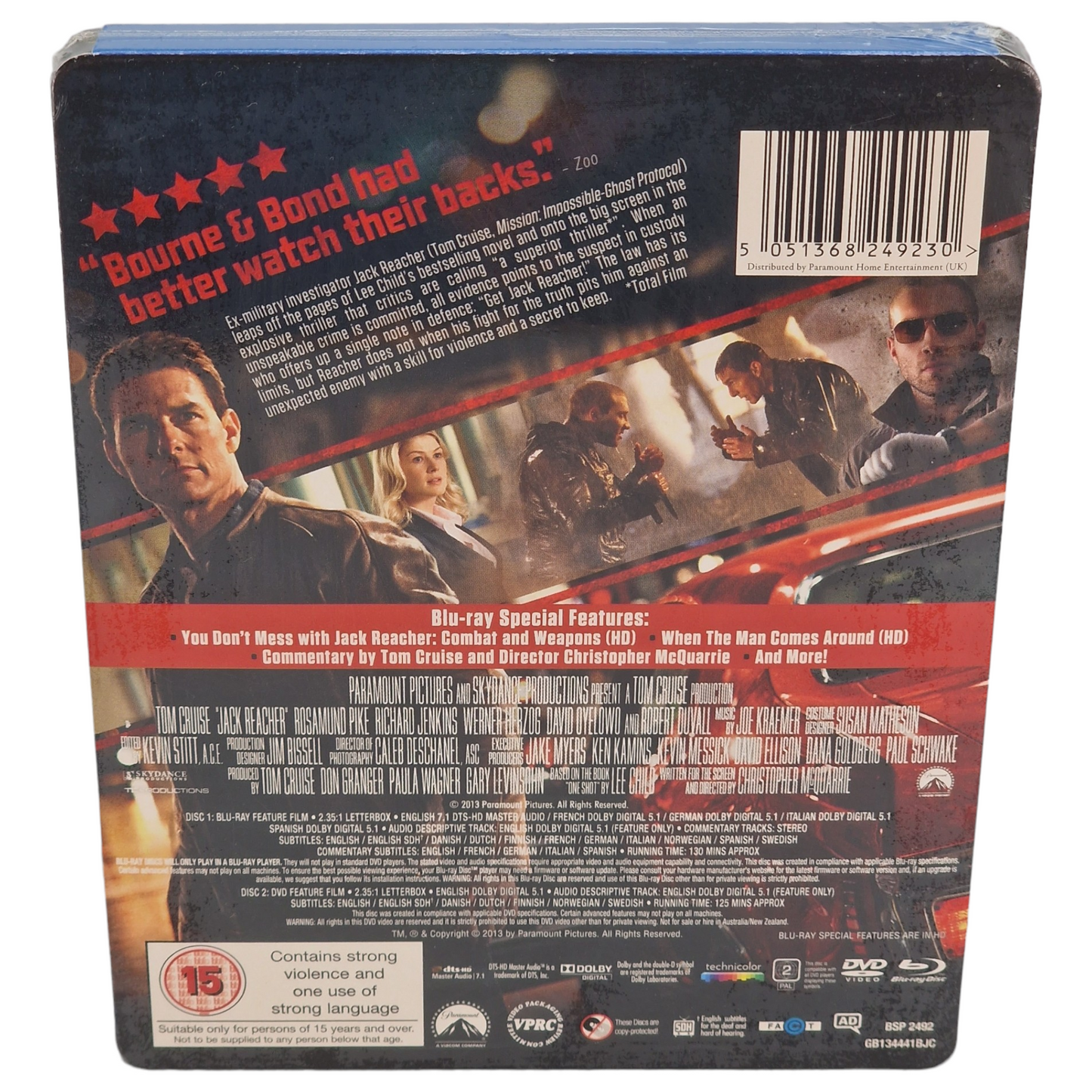 Jack Reacher SteelBook Débossé 2013 Blu-ray + DVD Tom Cruise Region Libre