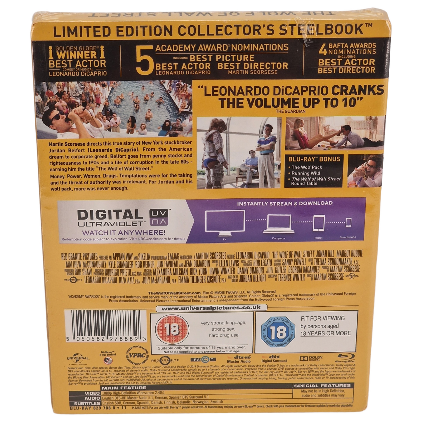 Le loup de Wall Street Blu-ray Steelbook Débossé Zavvi Édt Ltd   DiCaprio, Libre