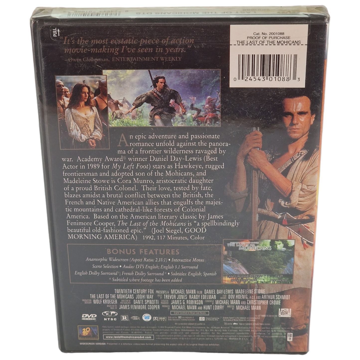 Le Dernier des Mohicans DVD  US Import  VF Région 1  Daniel Day-Lewis