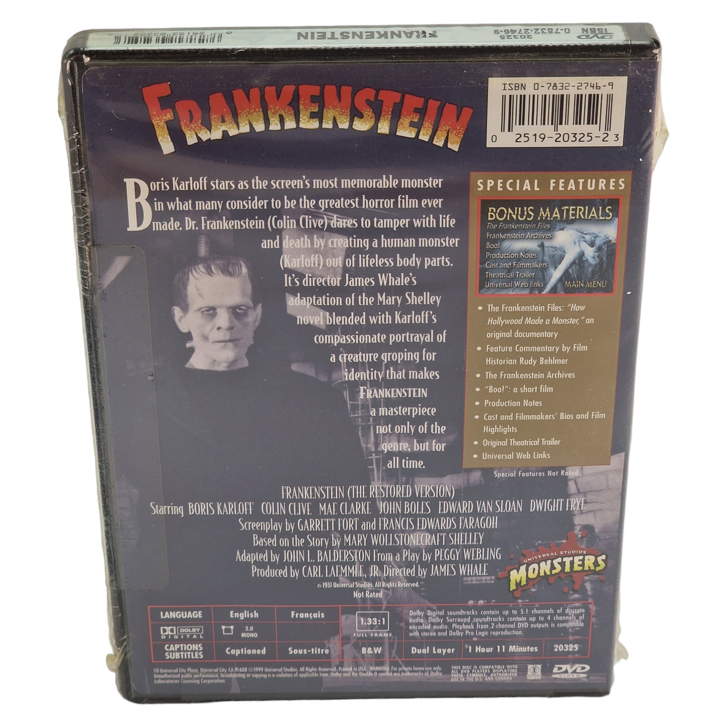 Frankenstein DVD  US Import  Région 1 Boris Karloff, Colin Clive 1999 Neuf FR