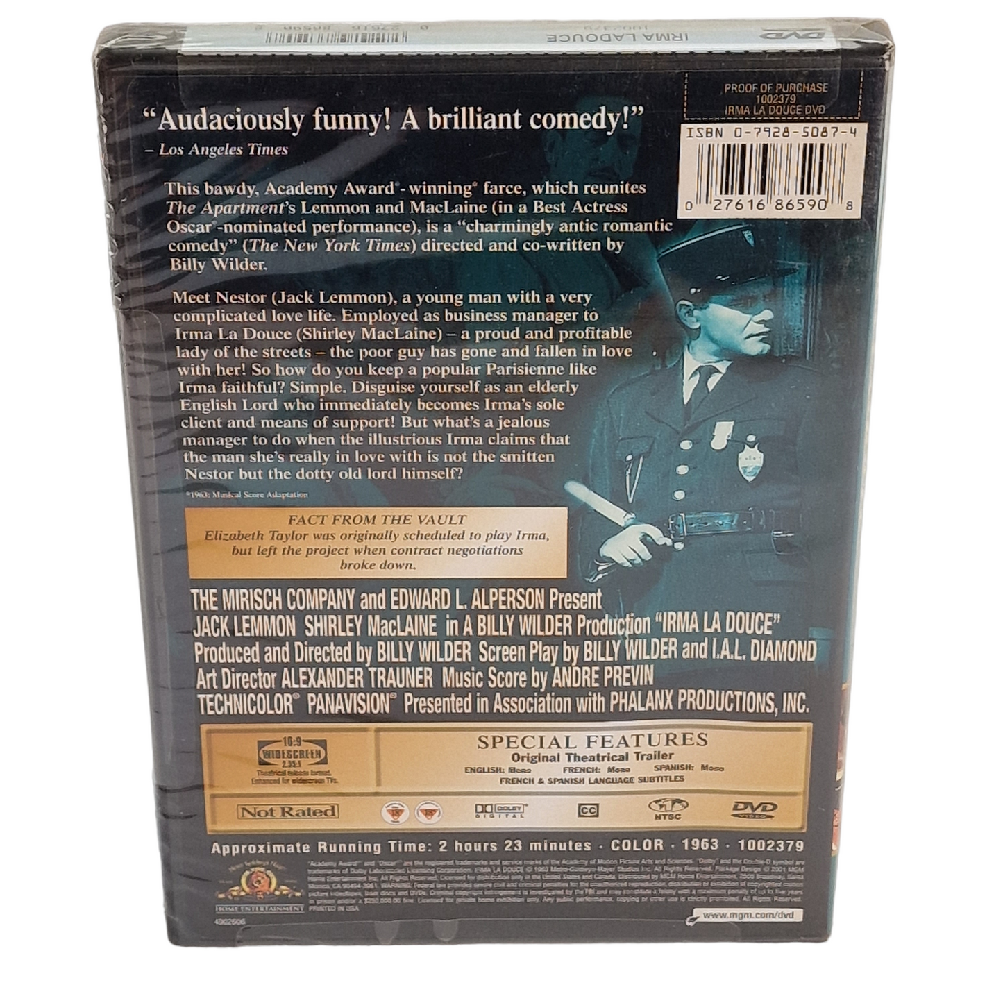 Irma La Douce DVD US Import Région 1 VF 2001 Jack Lemmon, Shirley MacLaine