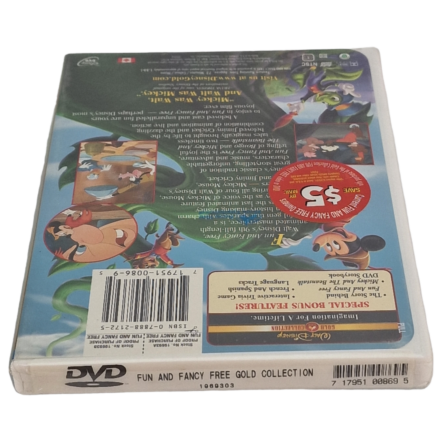 Fun and Fancy DVD Disney Gold Classic Collection Canada Import VF Zone 1