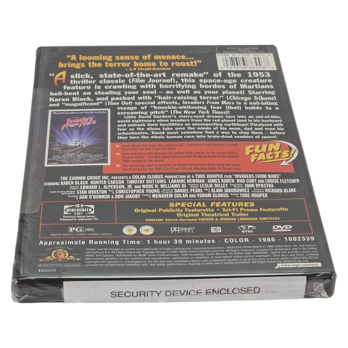 L'invasion vient de Mars DVD Import VO/ STFR Region A 2003 Neuf