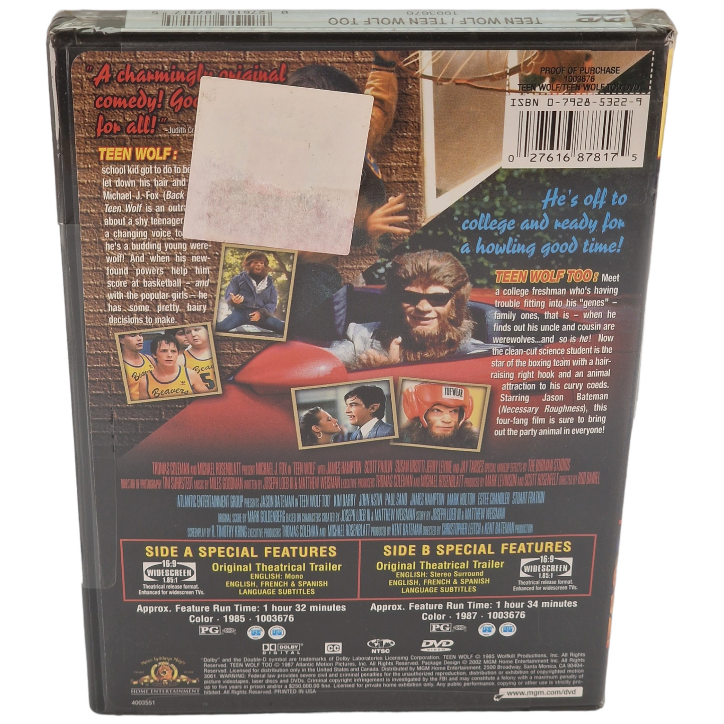 Teen Wolf / Teen Wolf Too DVD 2 Films US Import VO / STFR Region A 2002 Neuf