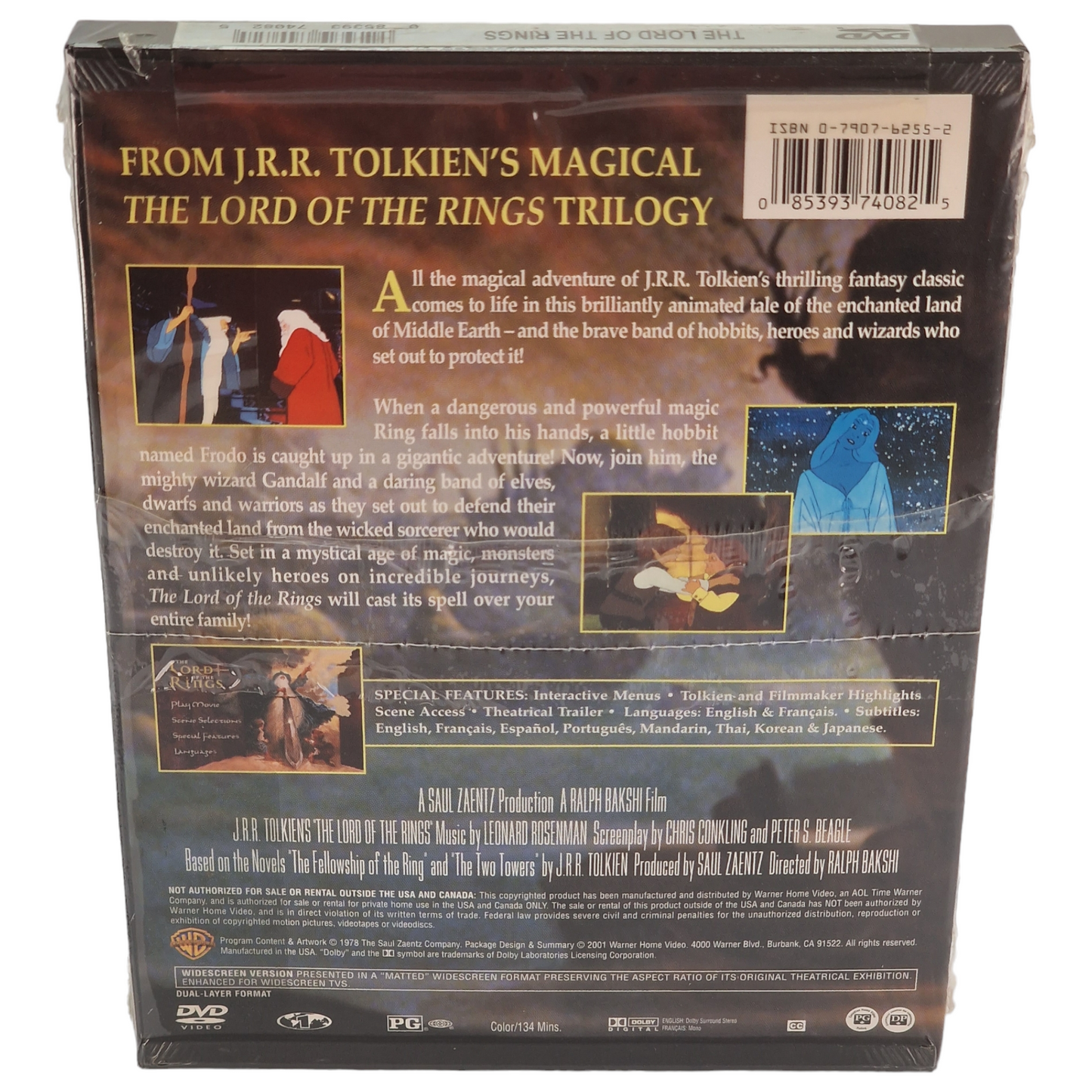 The Lord of the Rings 1978 DVD Étui à clapet US Import VF ___Région 1 __ 2001 Neuf