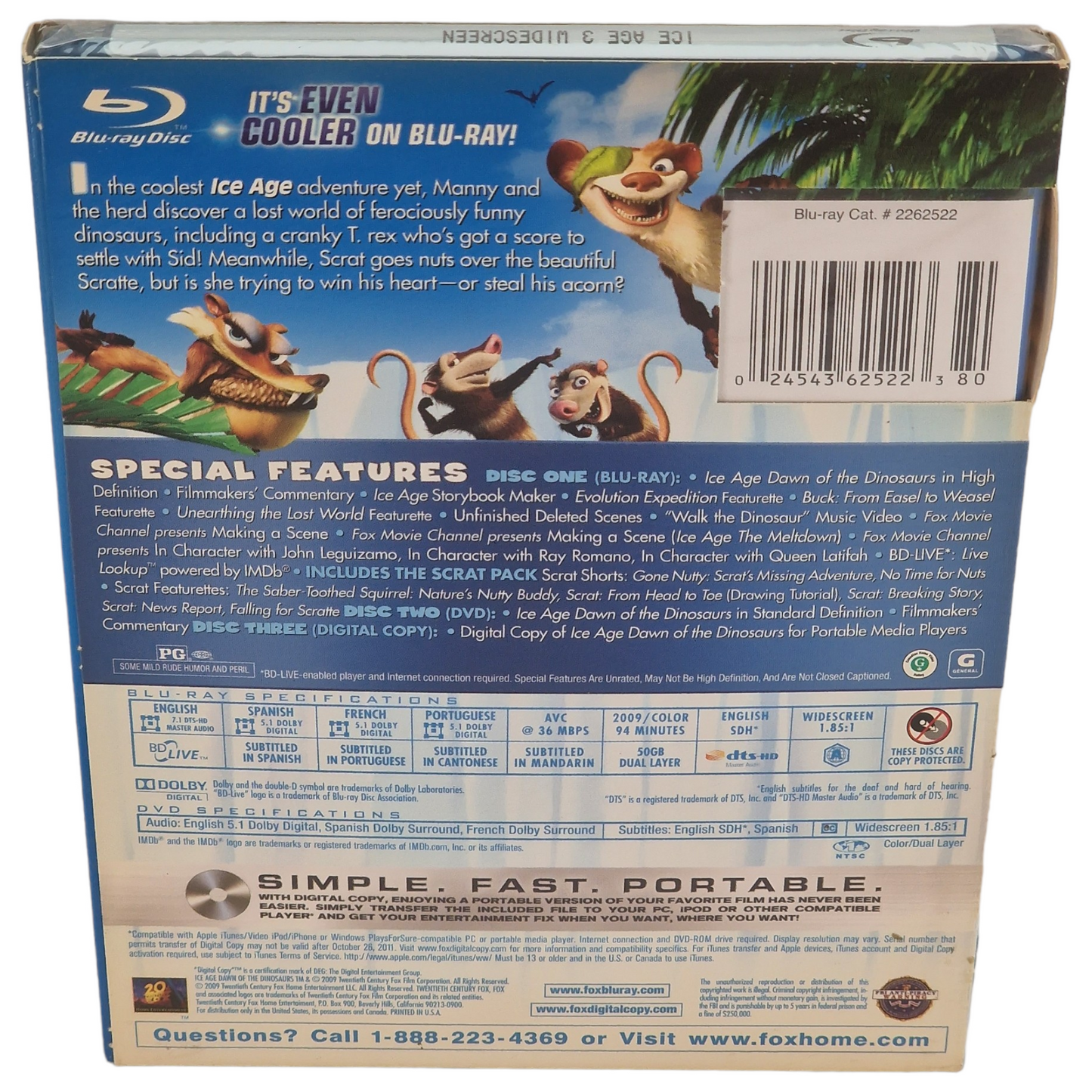 L'Âge de glace 3 Blu-ray + DVD import Region A 2009