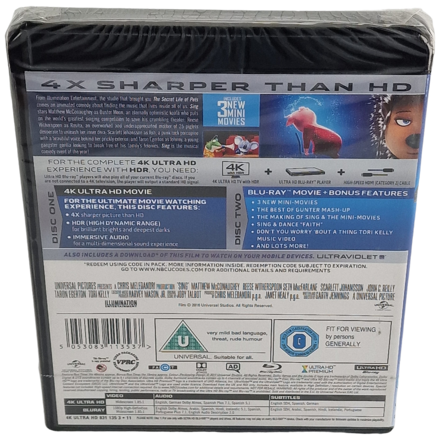 Sing 4K Ultra HD  UK  Import Don’t Worry ’Bout a Thing Zone B