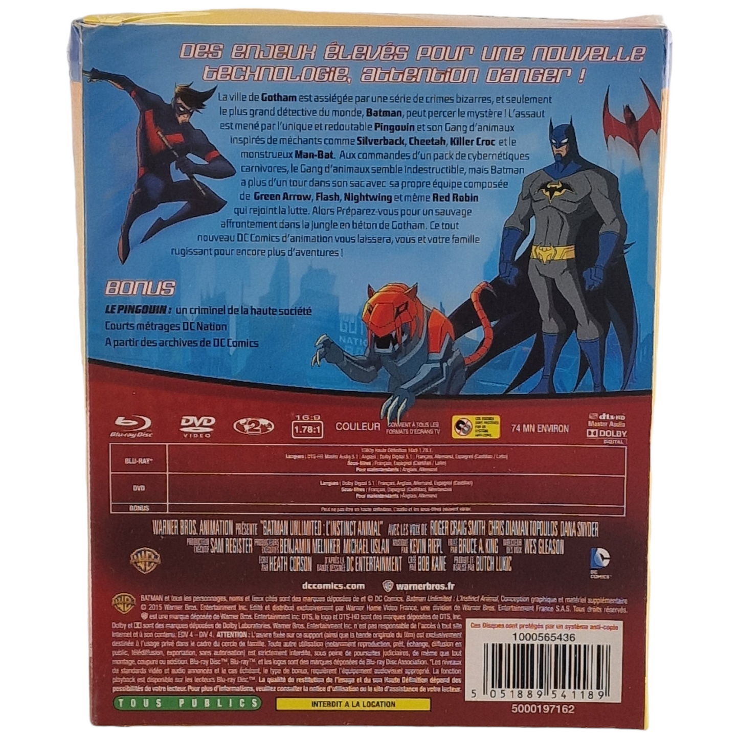 Batman Unlimited: L'instinct animal Blu-ray+DVD DigiPack Region Free Neuf 2015 Neuf