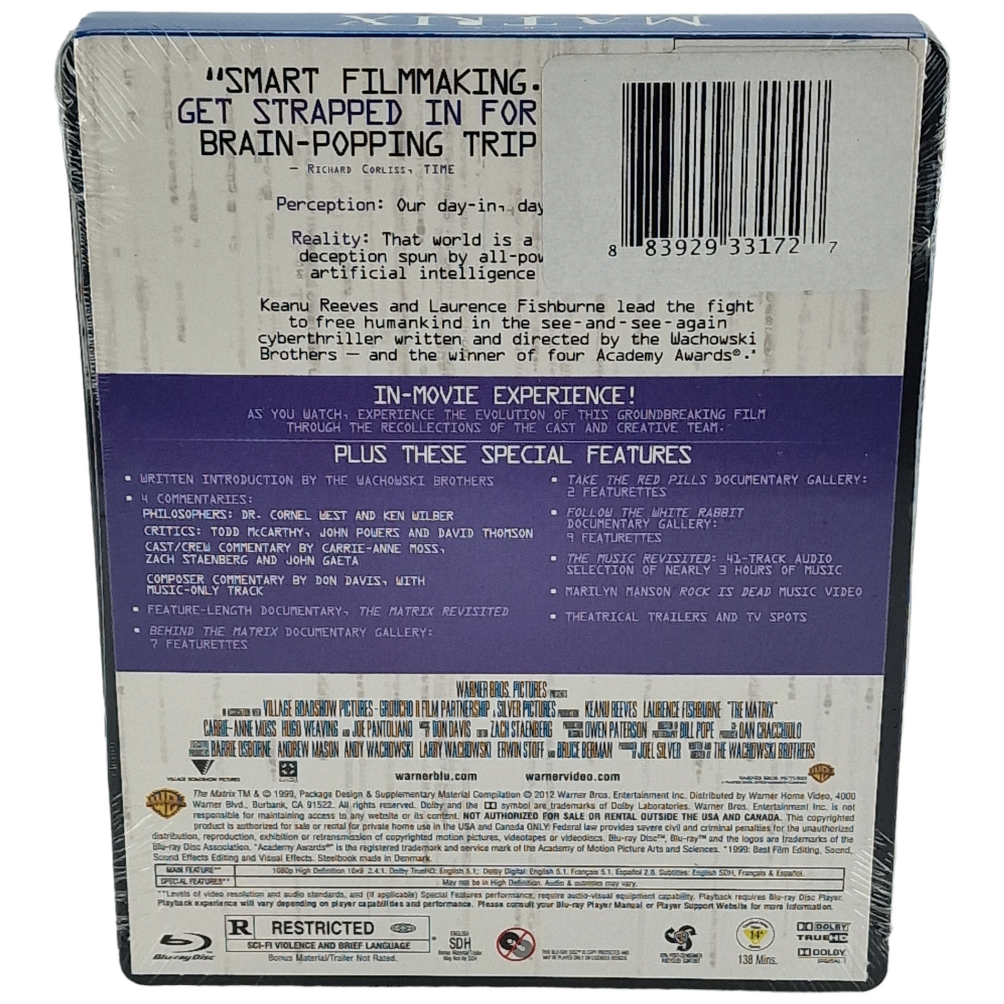 The Matrix Blu-ray SteelBook 10éme Ltd 2013 Keanu Reeves Laurence Fishburne A
