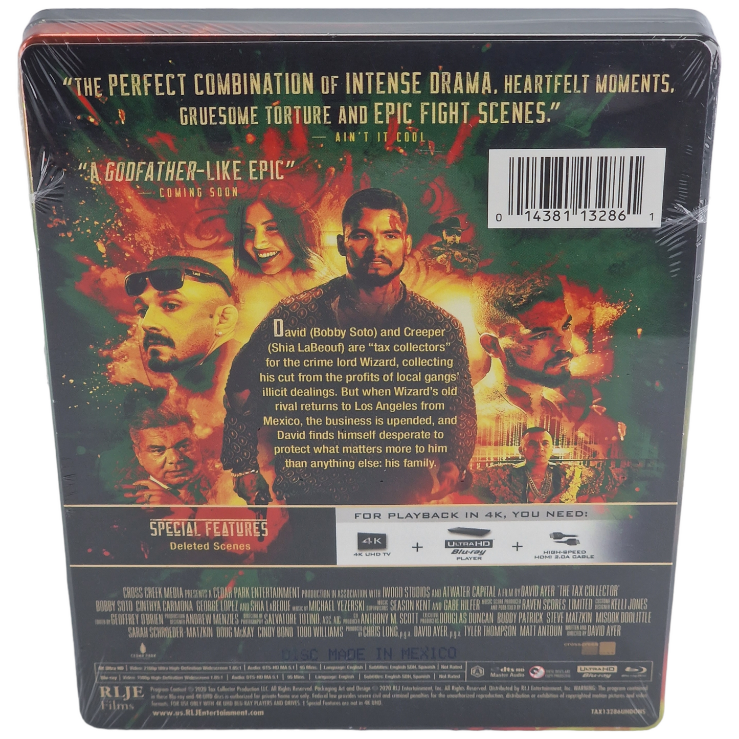 The Tax Collector 4K Ultra HD + Blu-ray SteelBook Shia LaBeouf 2020 Zone A
