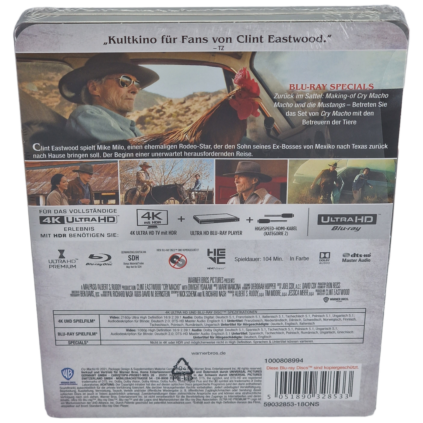 Cry Macho Clint Eastwood 4K Ultra HD Blu-ray + Blu-ray Steelbook 2021 Region B