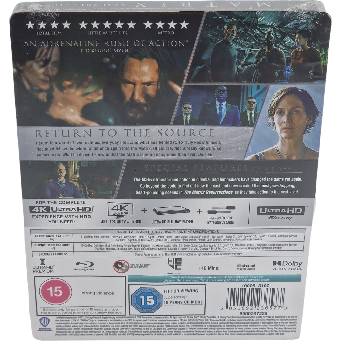 Matrix Resurrections 4K Ultra HD + Blu-ray SteelBook Zavvi Keanu Reeves Zone B
