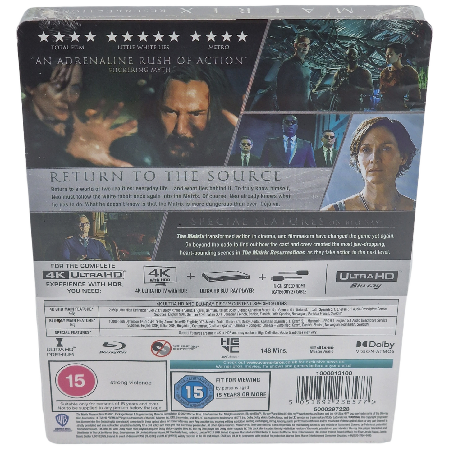 Matrix Resurrections 4K Ultra HD + Blu-ray SteelBook Zavvi Keanu Reeves Zone B