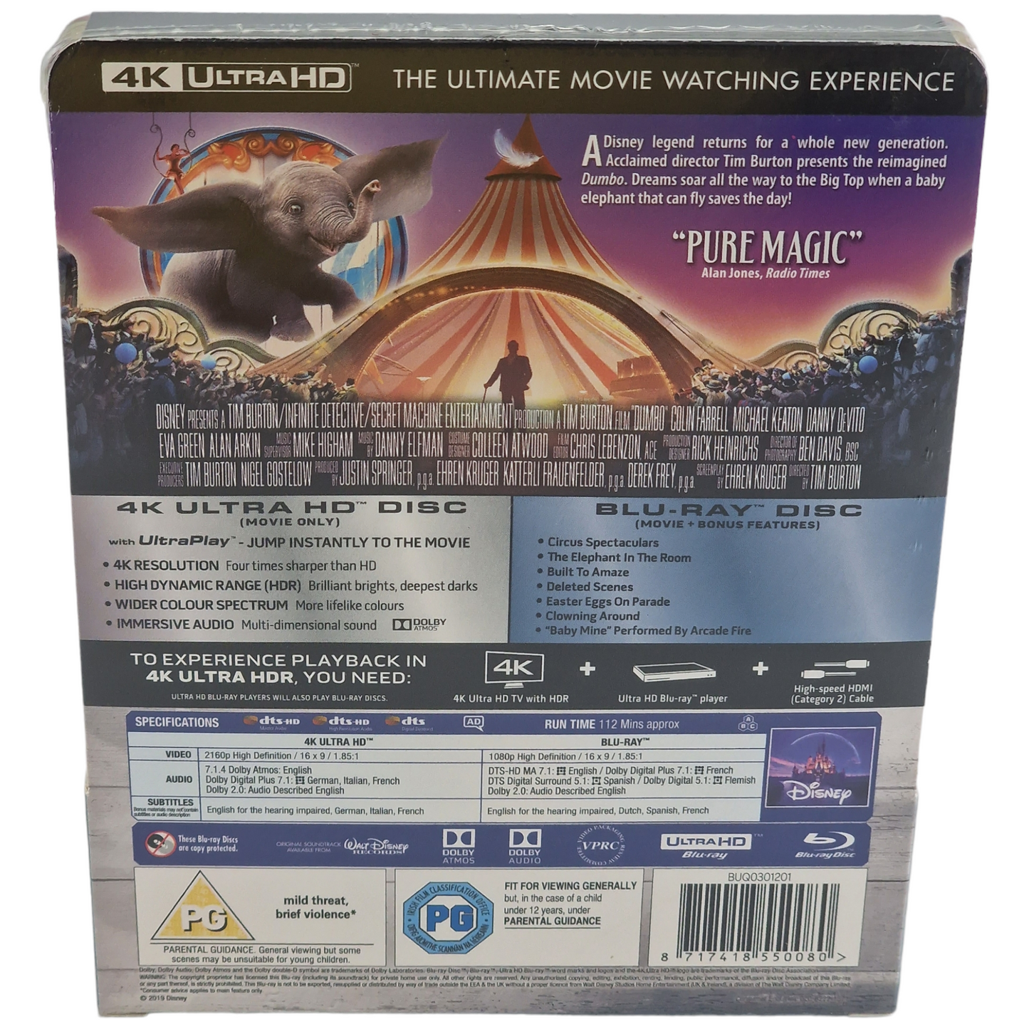 Dumbo 4K Ultra HD + Blu-ray SteelBook Disney édition Limitée Zavvi Region Libre