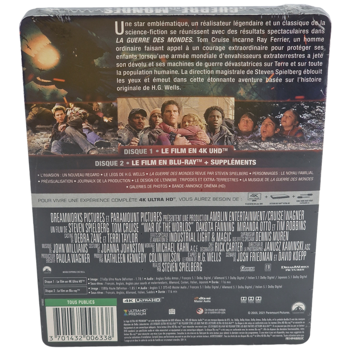 La Guerre des Mondes 4K Ultra HD + Blu-ray SteelBook Fnac Exclusif Spielberg B