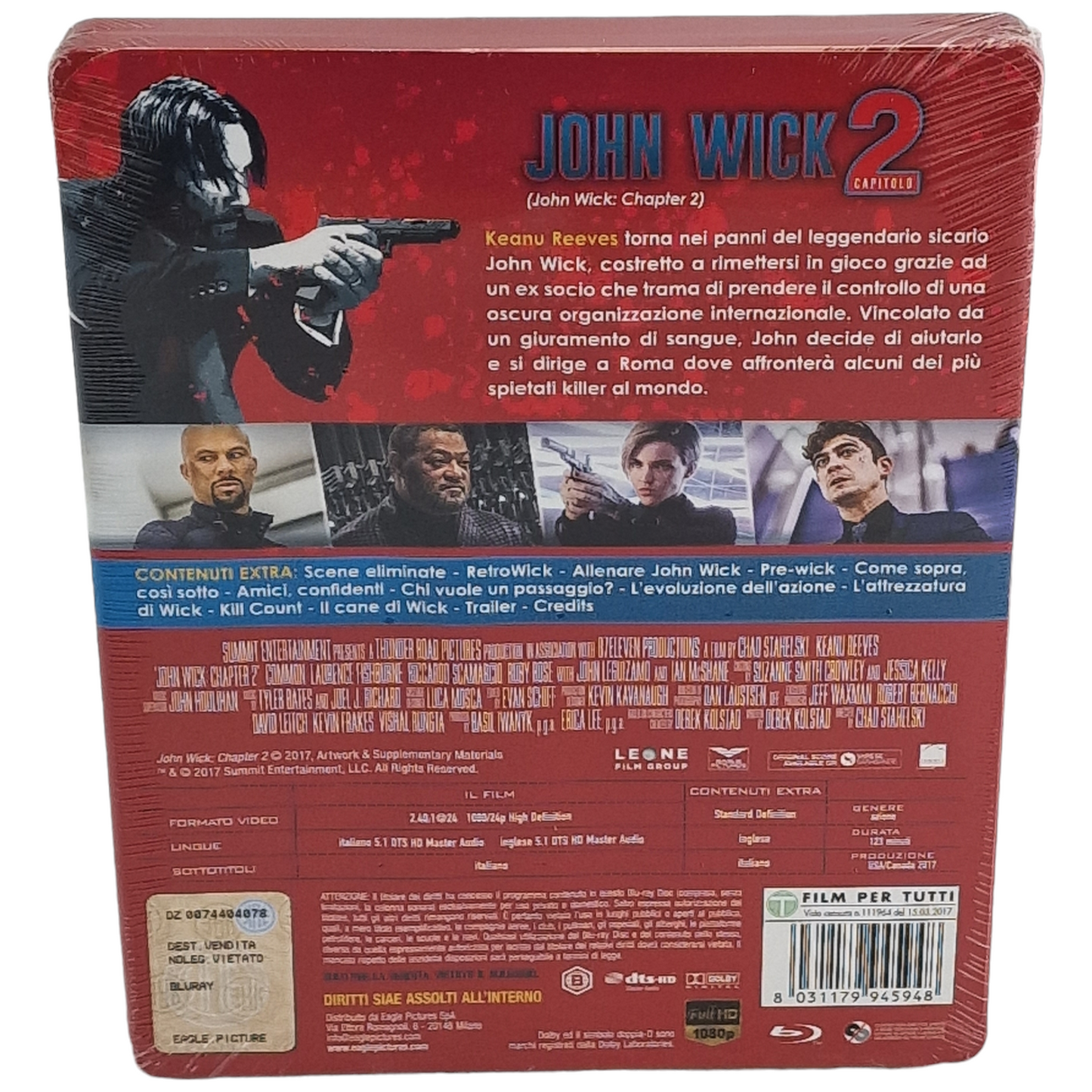 John Wick : Chapter 2 Blu-ray Steelbook Débossé Keanu Reeves 2017 Region B