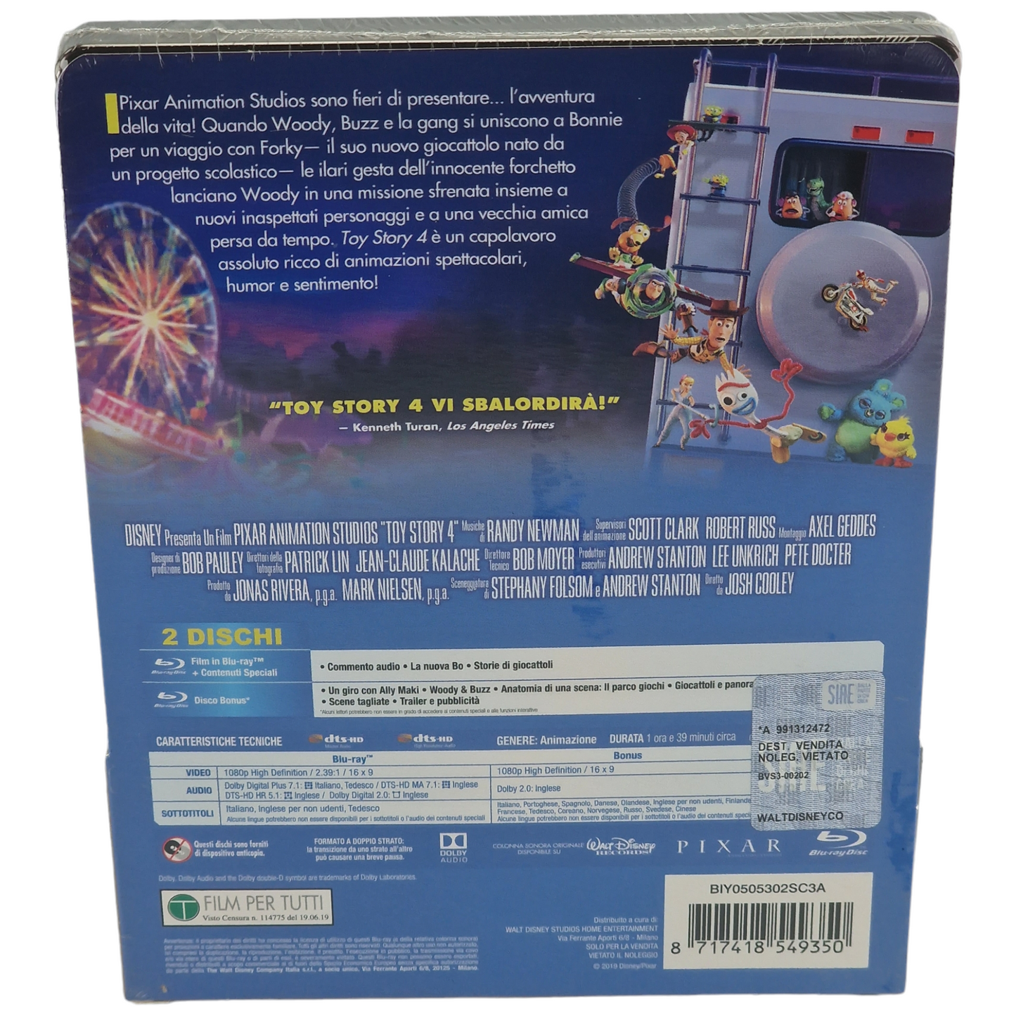 Toy Story 4 Blu-ray SteelBook Disney Buena Vista Tom Hanks 2019 Region B