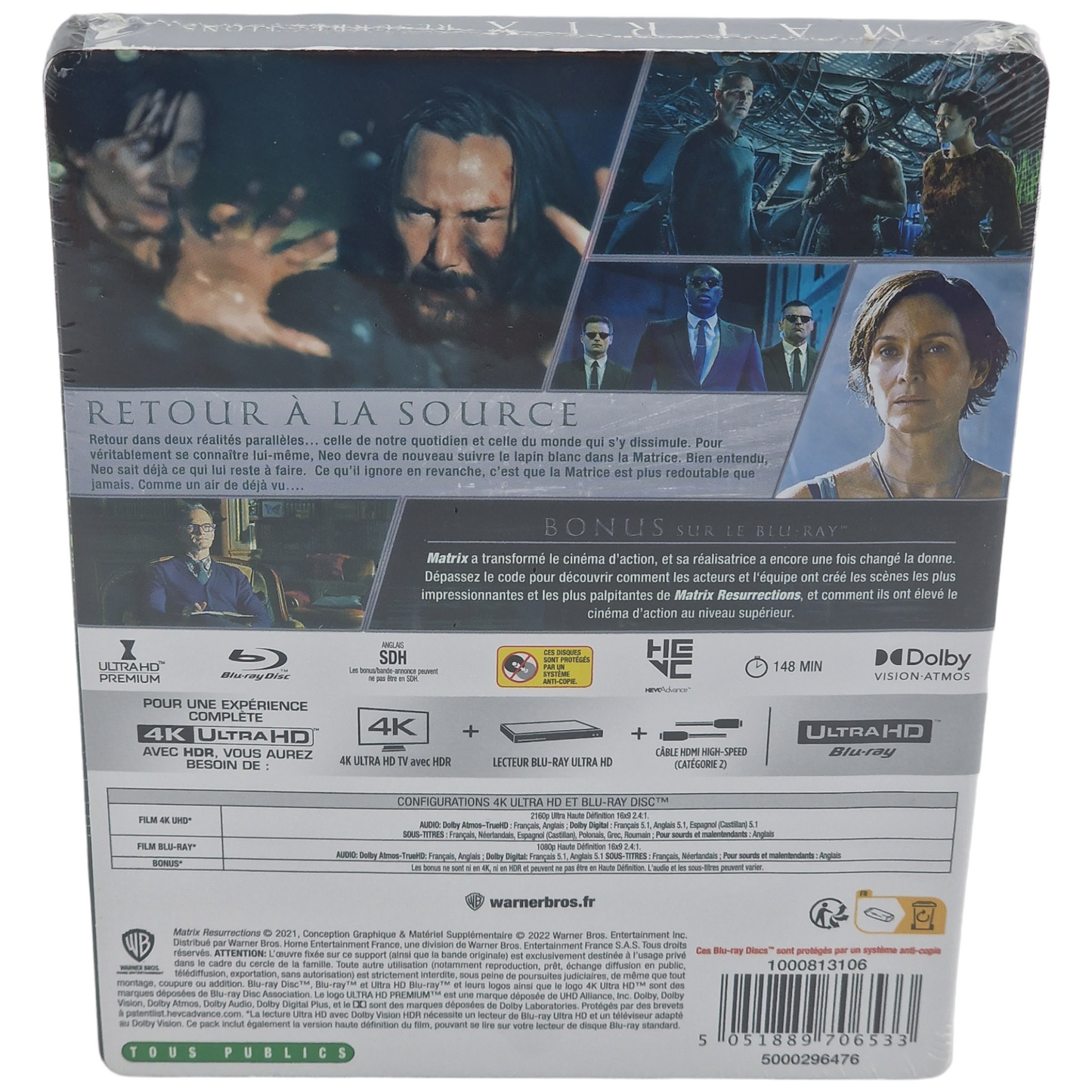The Matrix Résurrections 4K Ultra HD + Blu-ray Steelbook Édition Limitée Libre