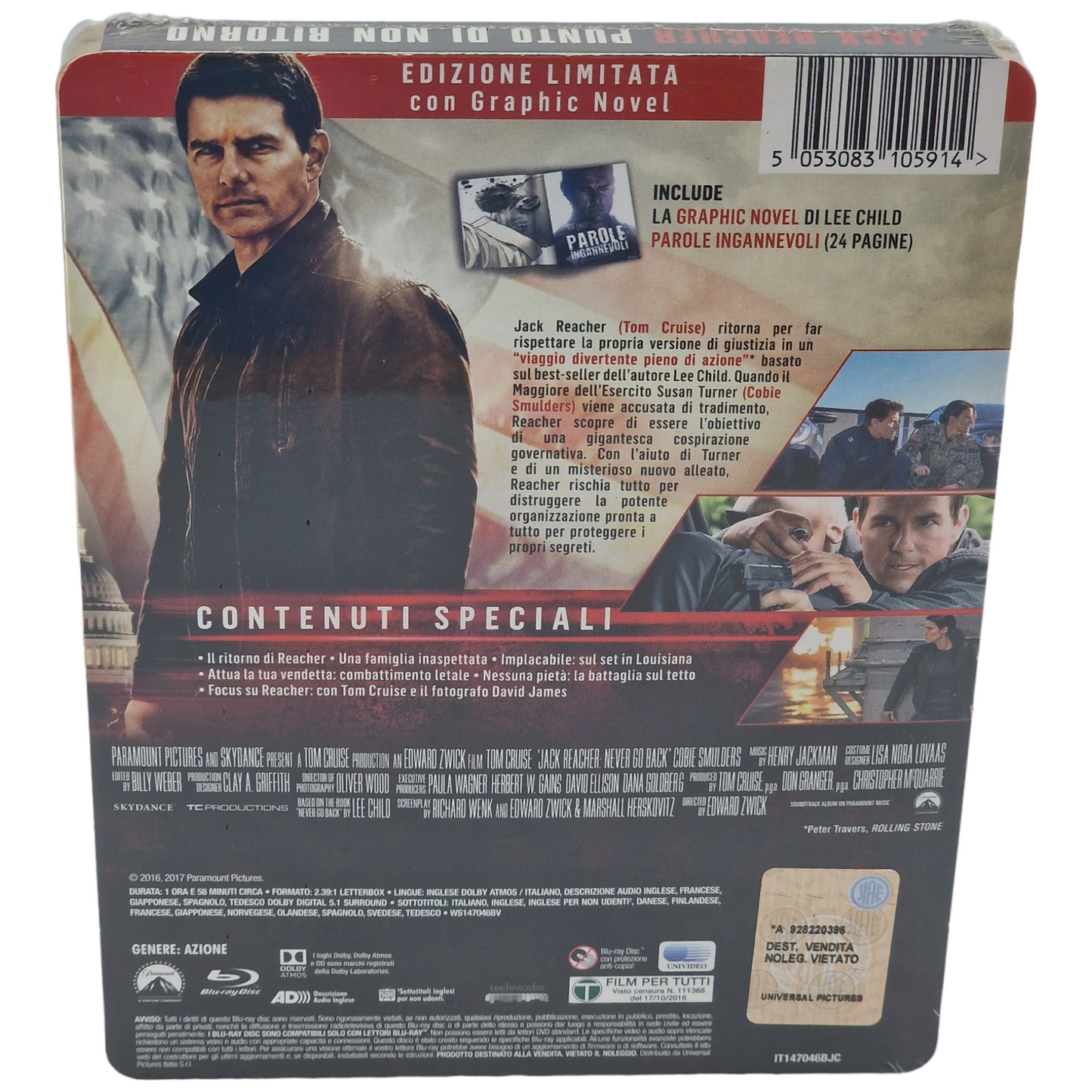 Jack Reacher: Never Go Back Blu-ray Steelbook Tom Cruise 2017 Region B