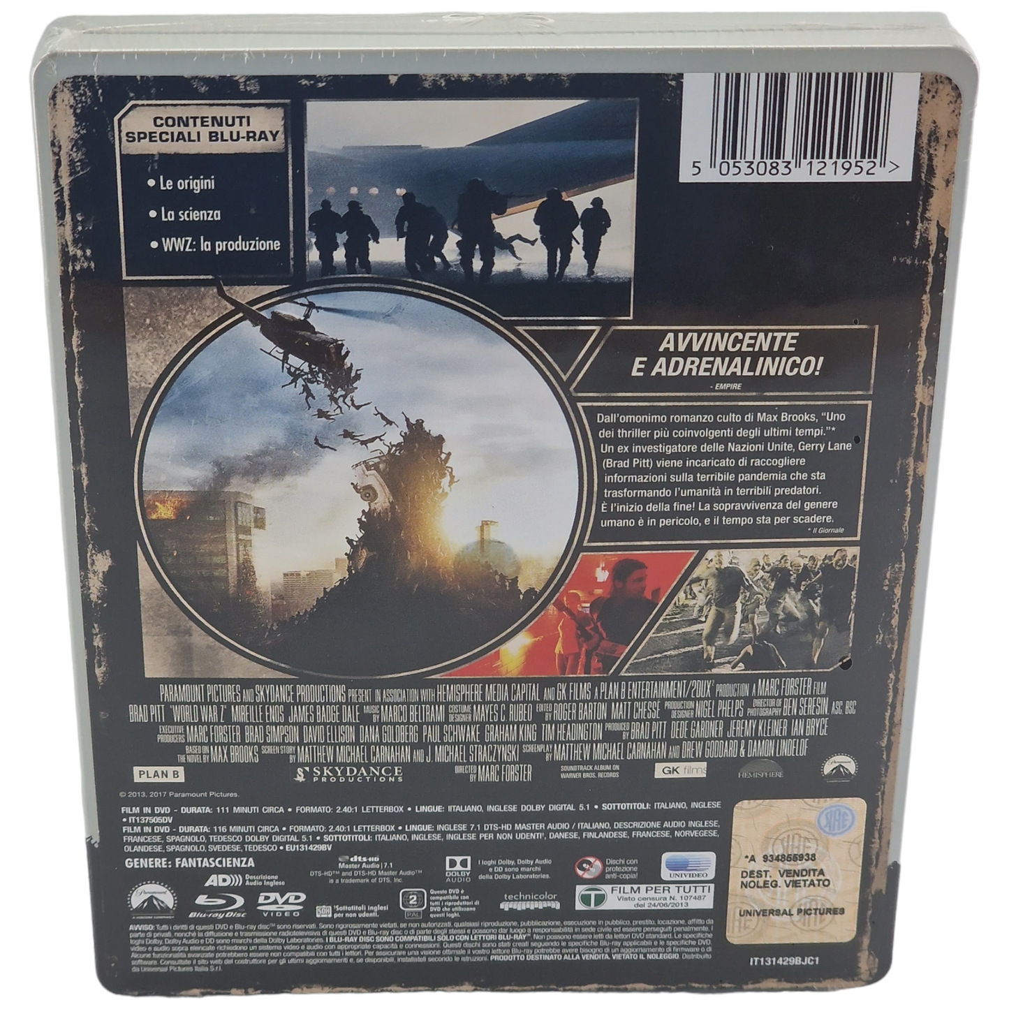 World War Z Brad Pitt 2013 Blu-ray Steelbook Marc Forster 2017 Region B