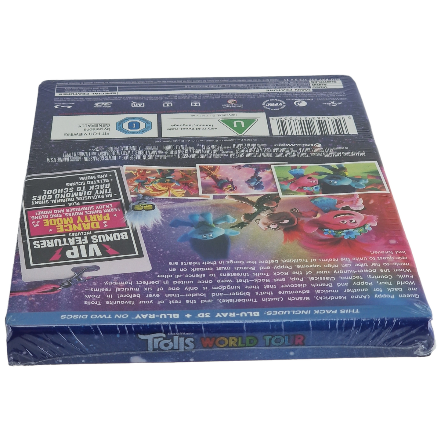 Trolls World Tour Blu-ray 3D + Blu-ray SteelBook Zavvi Exclusif Region B