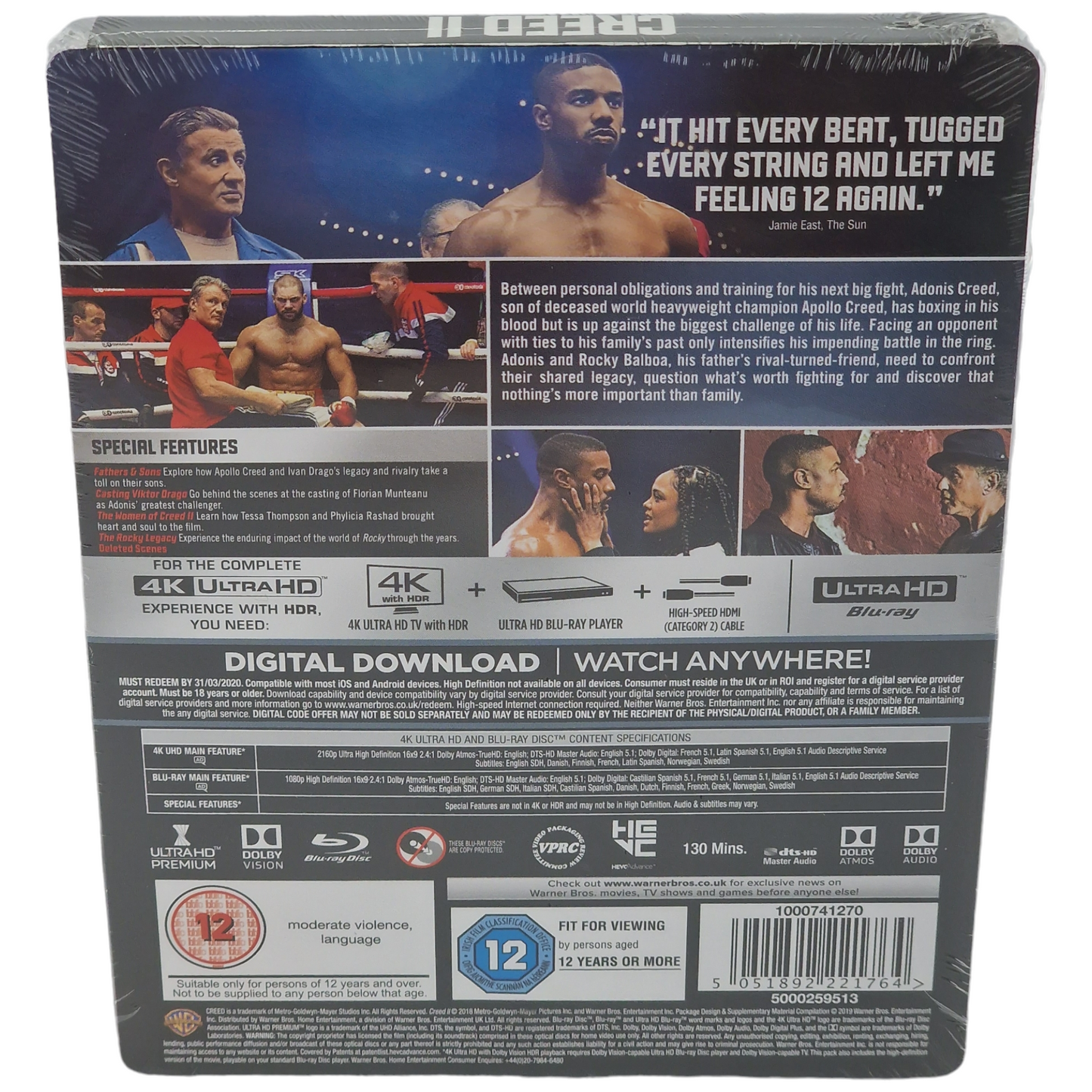 Creed II 4K Ultra HD + Blu-ray SteelBook Édition Limitée Zavvi 2019 Region B