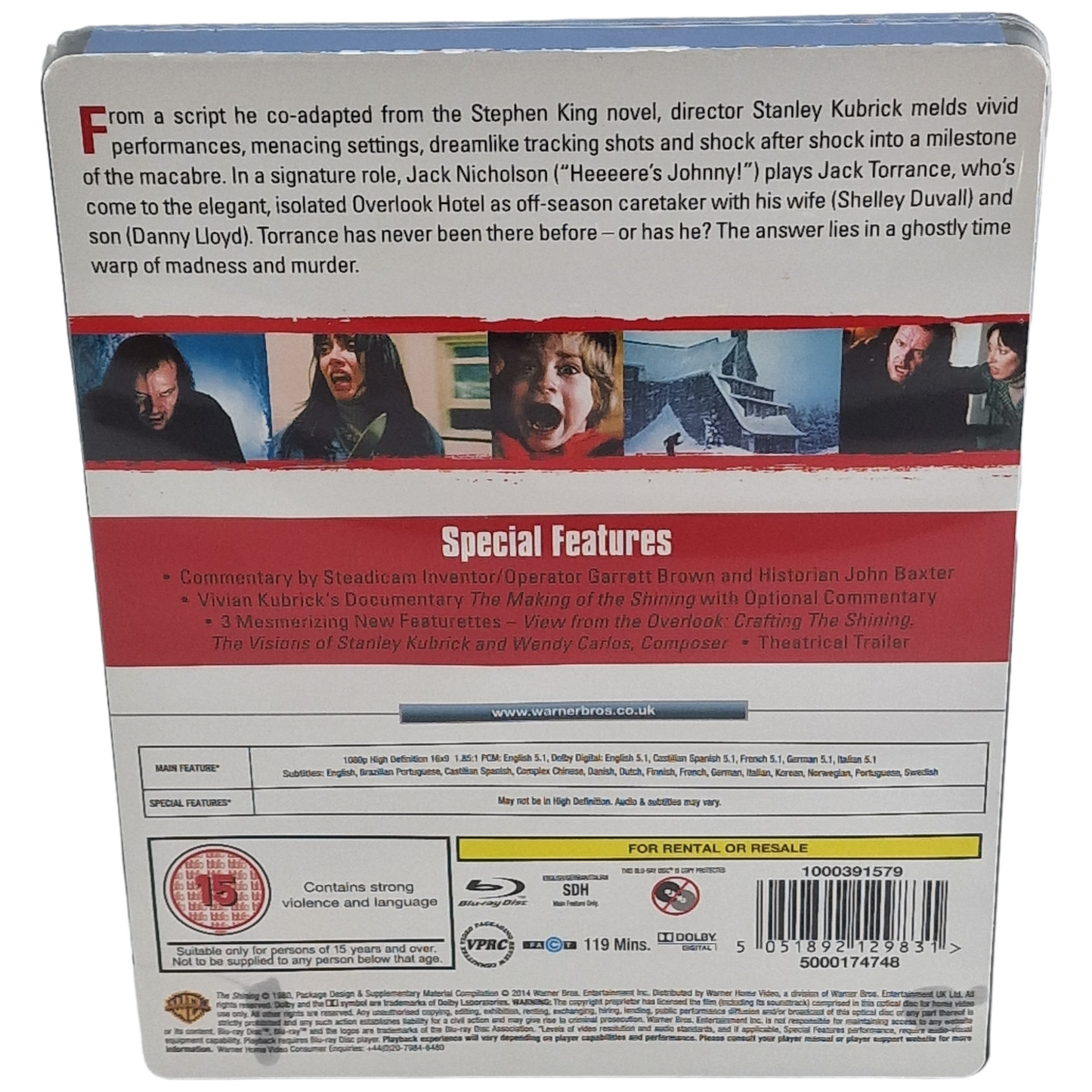 Shining SteelBook Débossé Blu-ray Zavvi Limitée 4000 Ex Jack Nicholson Libre