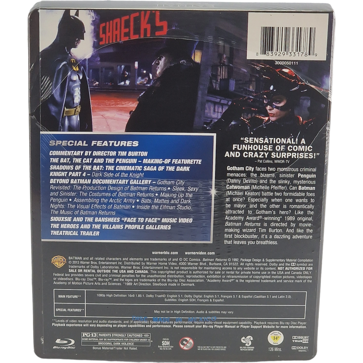 Batman Returns Blu-ray SteelBook Michael Keaton,Danny DeVito 2013 Zone Libre