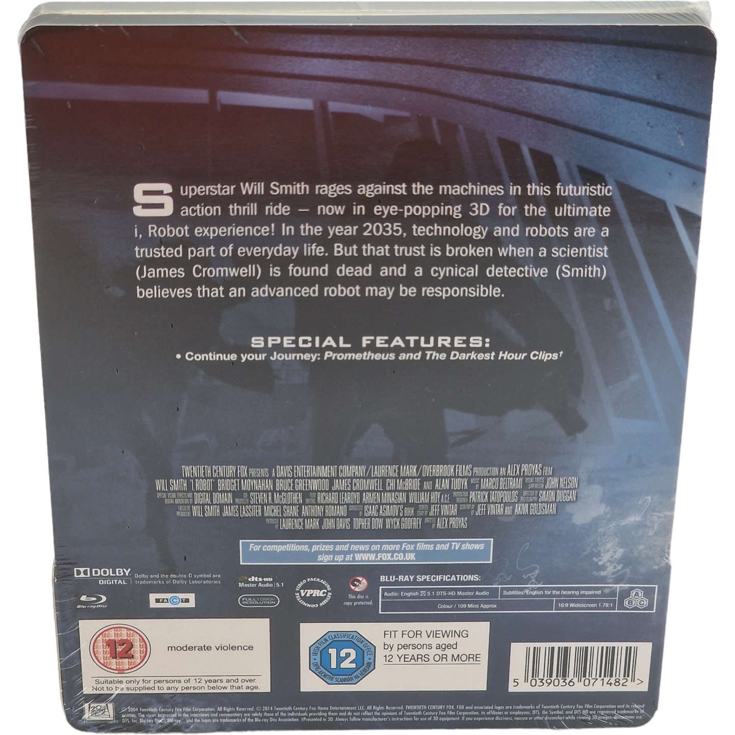 I, Robot Blu-ray 3D + Blu-ray SteelBook Zavvi Débossé 3000 Ex 2014 Libre