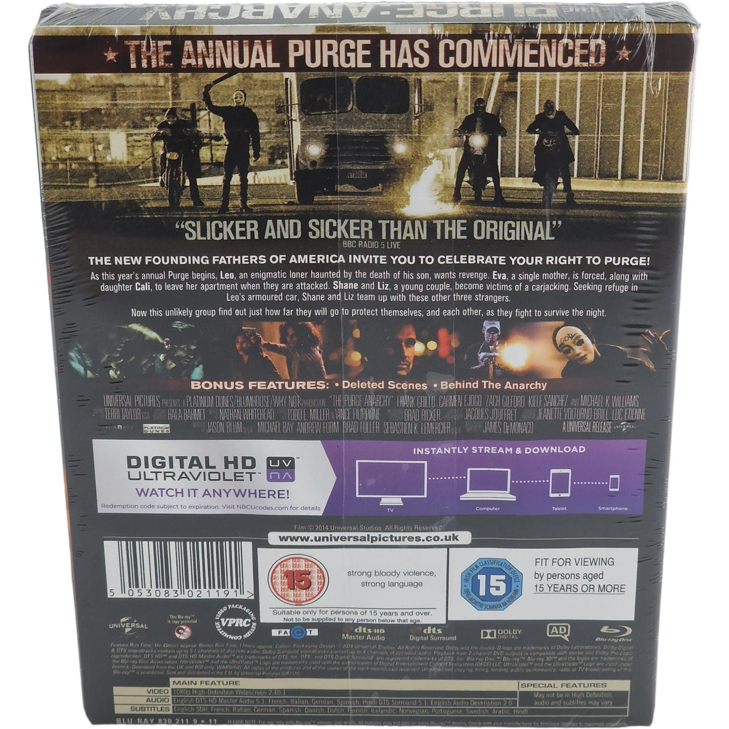 The Purge: Anarchy SteelBook Blu-ray Zavvi Edition limitée 2014 Région Libre