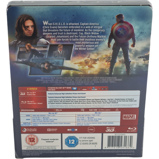 Captain America : Le Soldat de l’hiver (2014) - SteelBook Blu-ray 3D + Blu-ray - Zone libre - vue 3