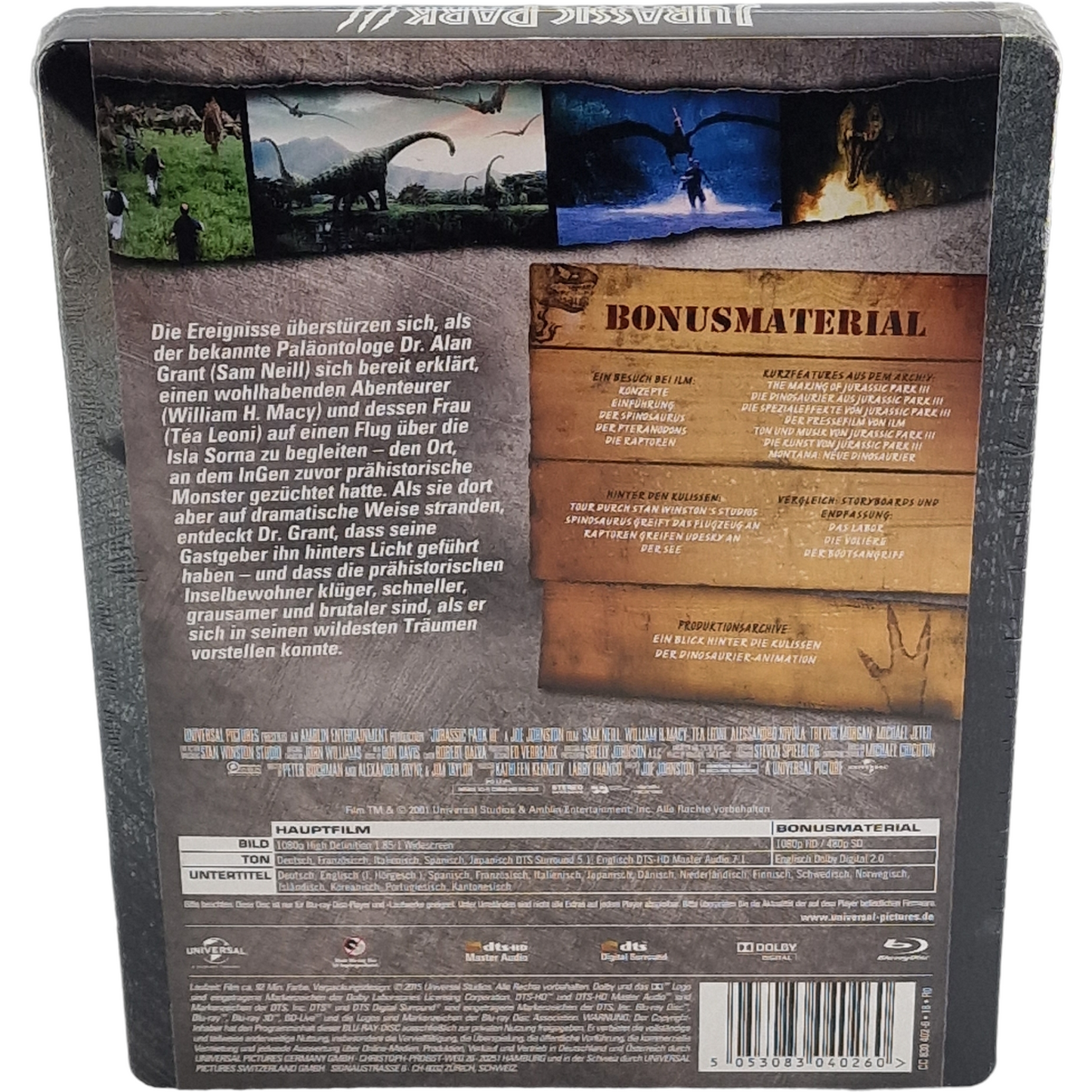Jurassic Park III Blu-ray Steelbook Débossé édition Limitée Steven Spielberg B