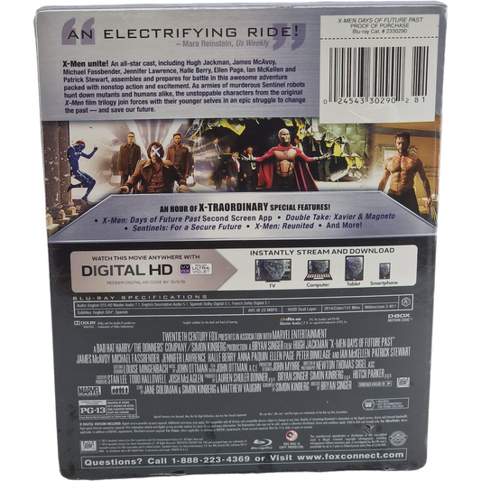 X-Men: Days of Future Past (2014) - SteelBook Blu-ray 3D + Blu-ray + DVD - Zone libre - vue 3