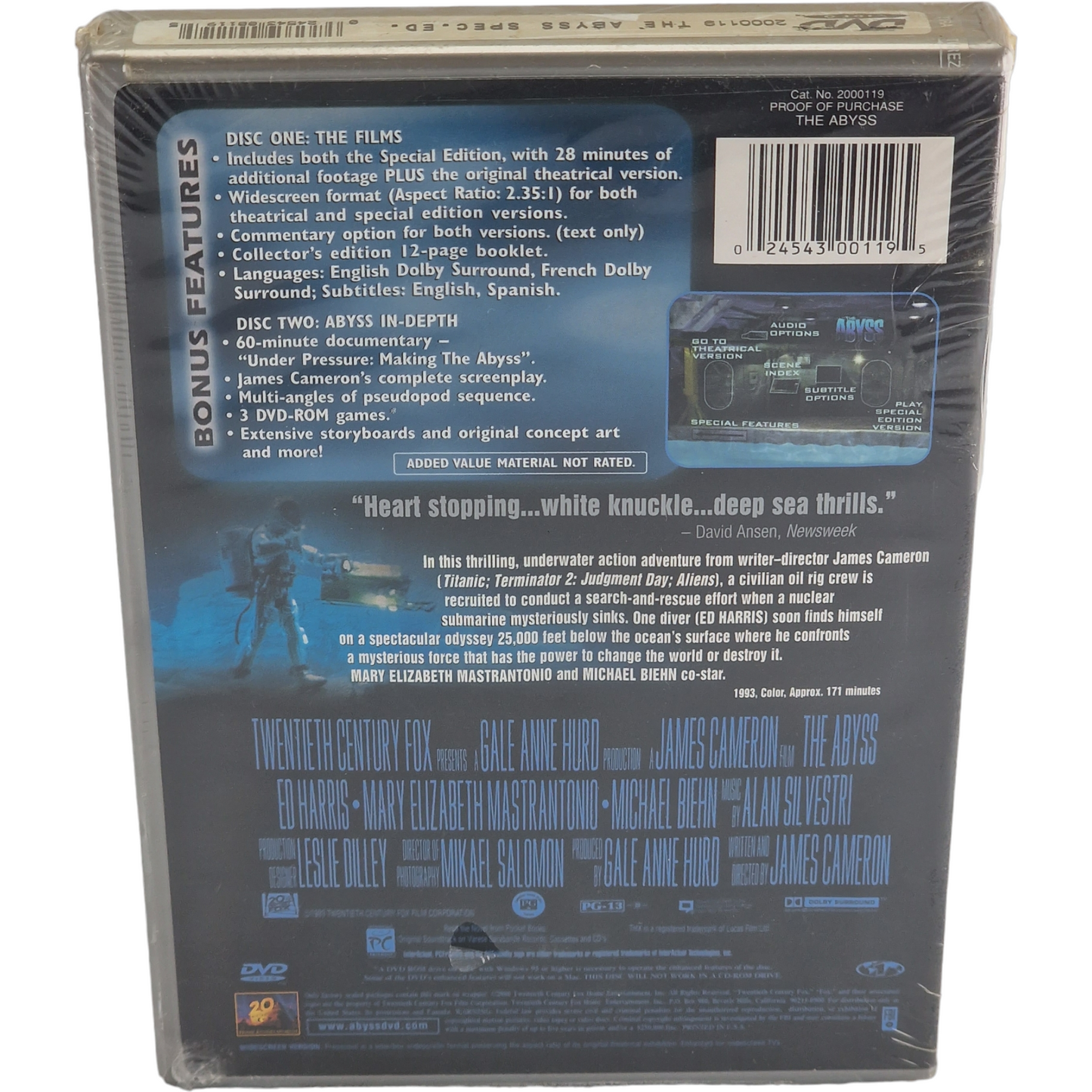 The Abyss 2 DVD + 3 DVD-Rom + Bonus Édition Spéciale James Cameron Region 1