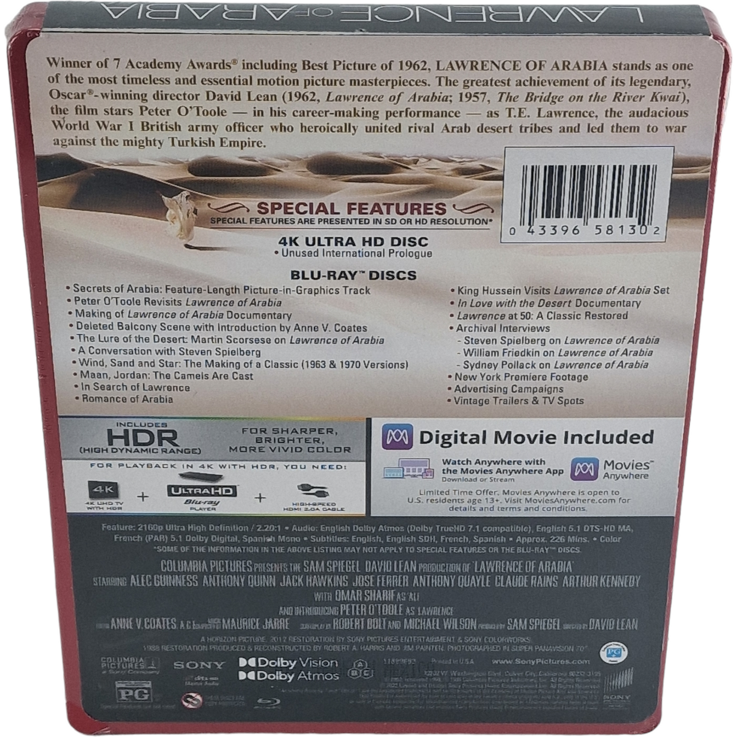 Lawrence d'Arabie 4K Ultra HD + Blu-ray + Digital édition Limitée 2023 Libre