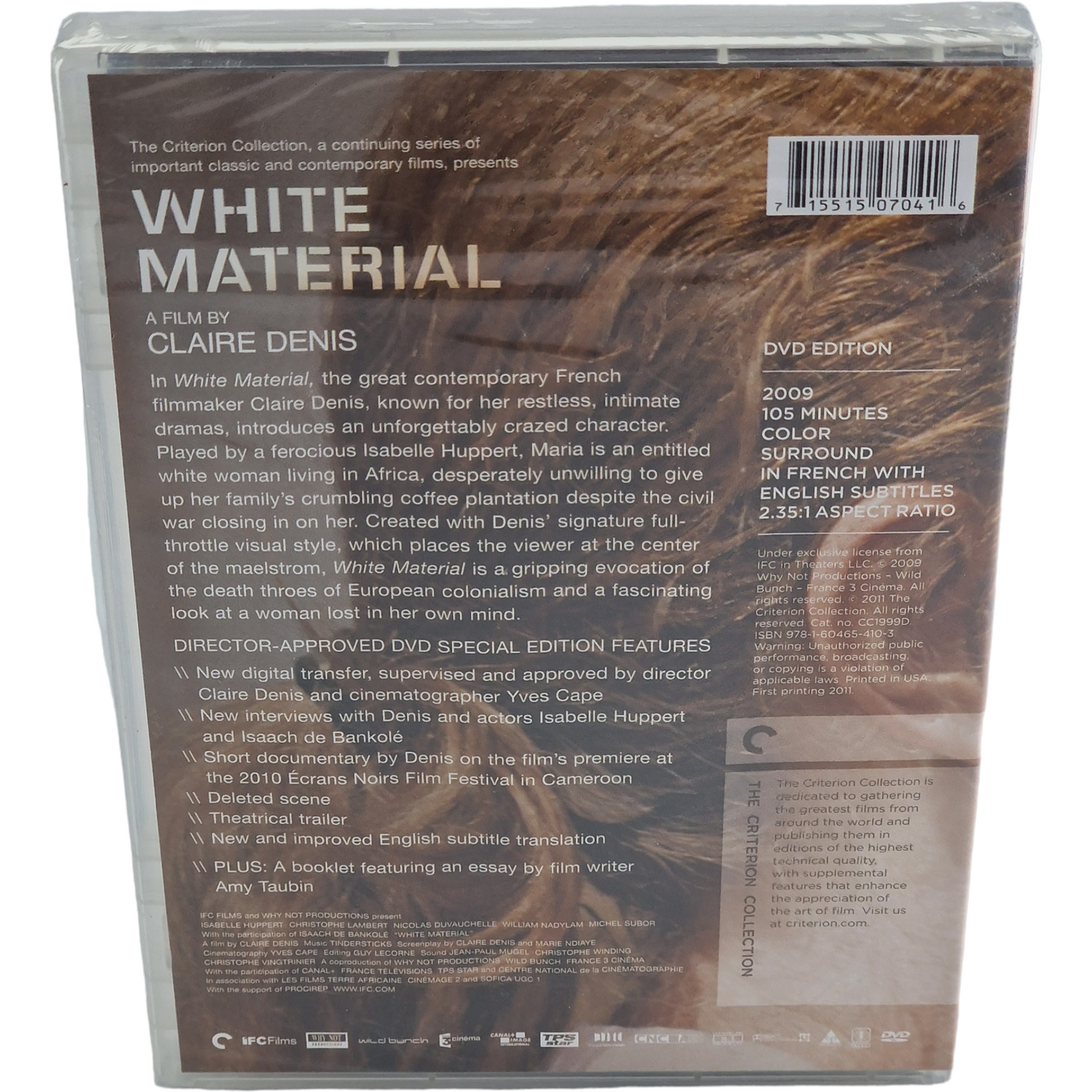 White Material DVD 2010 La collection Criterion VF Isabelle Huppert 2016 Zone 1