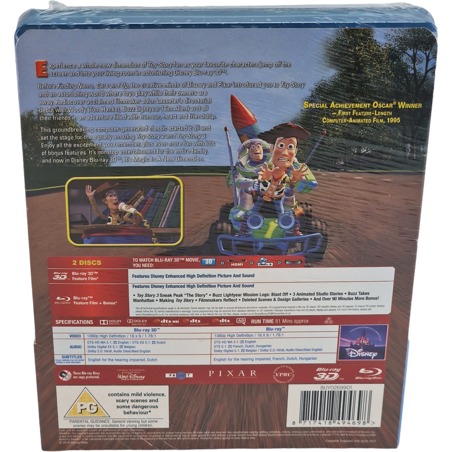 Toy Story Disney Blu-ray 3D + 2D Steelbook Lenticular Zavvi Limitée 2016 Zone B